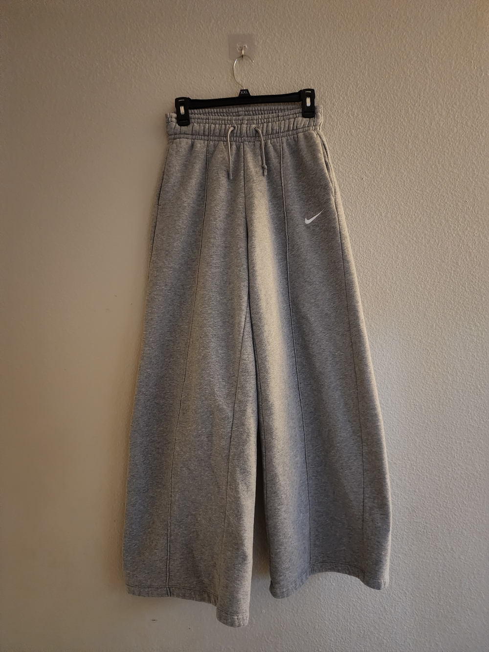 Nike Sportswear Knit Palazzo Wide Leg Sweatpants Heather Grey Pintuck XS